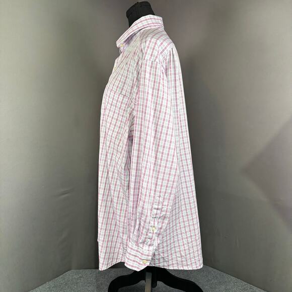 Tommy Bahama Shirt Men’s 17 32-33 Plaid Cotton Lightweight Corpcore Pink White - Picture 2 of 13